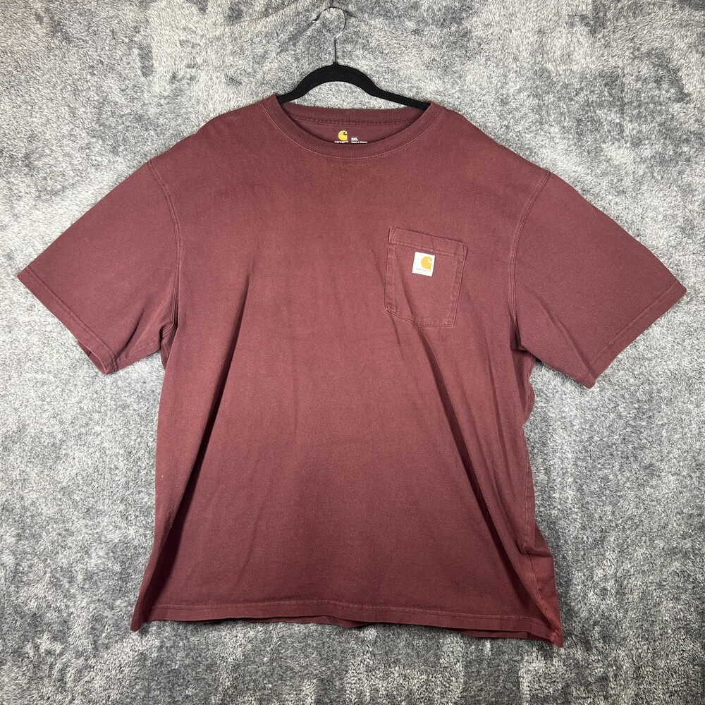 Carhartt Shirt Mens 2XL Red Short Sleeve Original Fit Pocket Workwear K87 Cotton